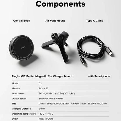 Ringke Wireless Auto-Ladegerät, 15W, 1.67A, Schwarz