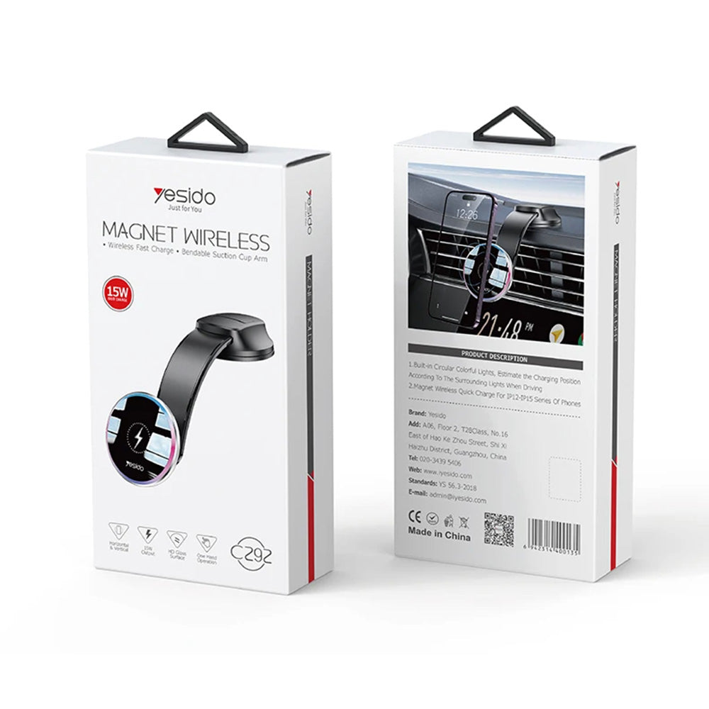 Kfz-Wireless-Ladegerät Yesido C292, 15W, 1.67A, Schwarz