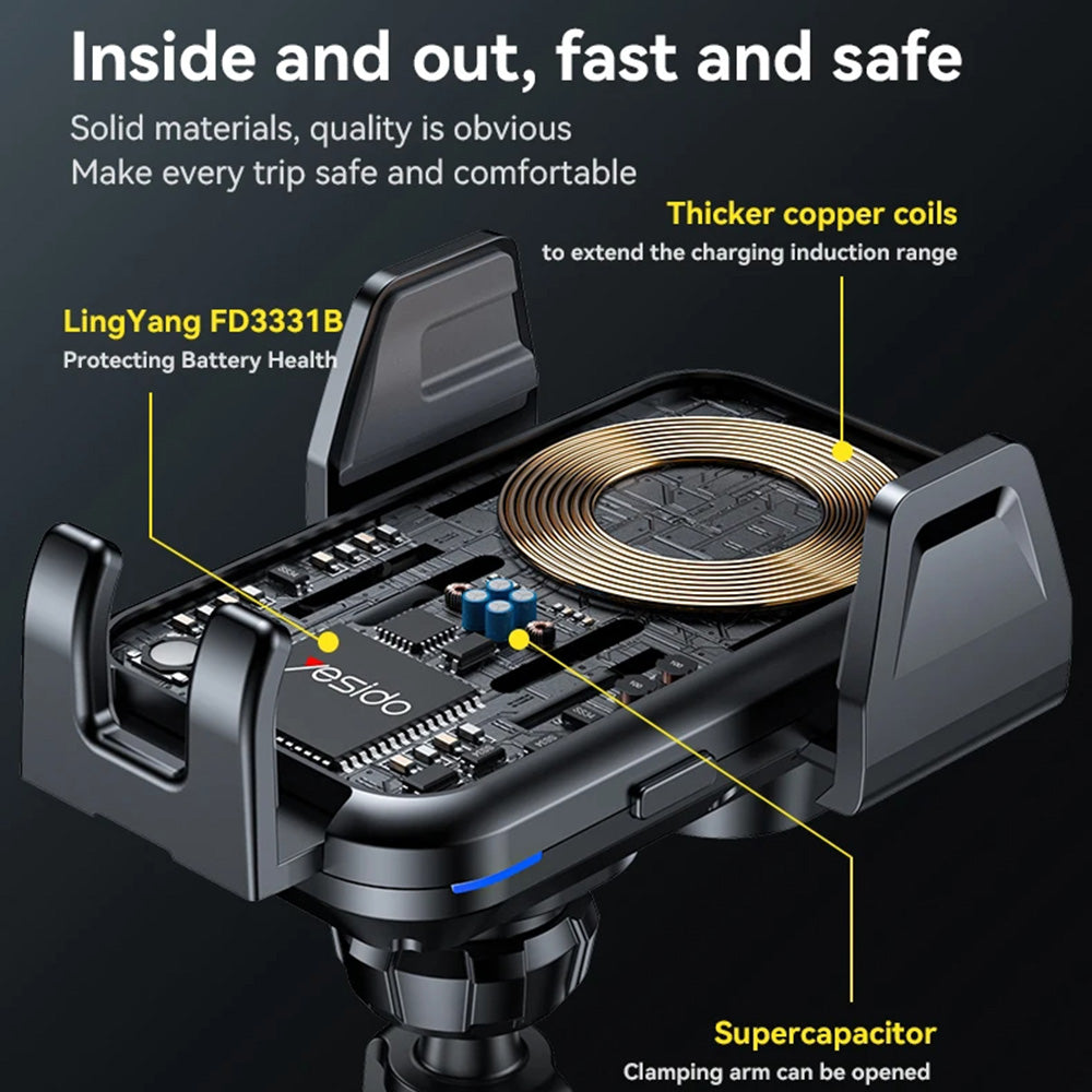 Kfz-Wireless-Ladegerät Yesido C312, 15W, 1.67A, Schwarz