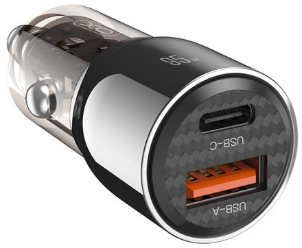 XO Design CC58 Car Charger, 95W, 3.25A, 1 x USB-A - 1 x USB-C, Black