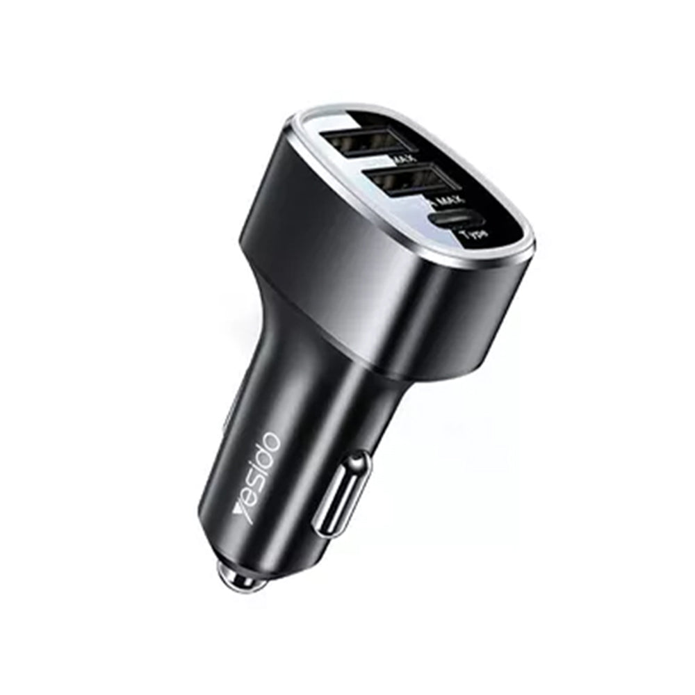 Auto-Ladegerät Yesido Y47, 49W, 3A, 2 x USB-A - 1 x USB-C, Schwarz