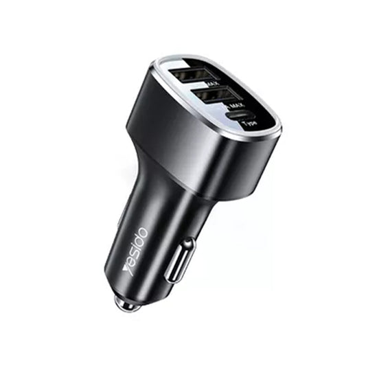 Auto-Ladegerät Yesido Y47, 49W, 3A, 2 x USB-A - 1 x USB-C, Schwarz