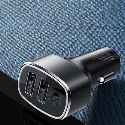 Auto-Ladegerät Yesido Y47, 49W, 3A, 2 x USB-A - 1 x USB-C, Schwarz
