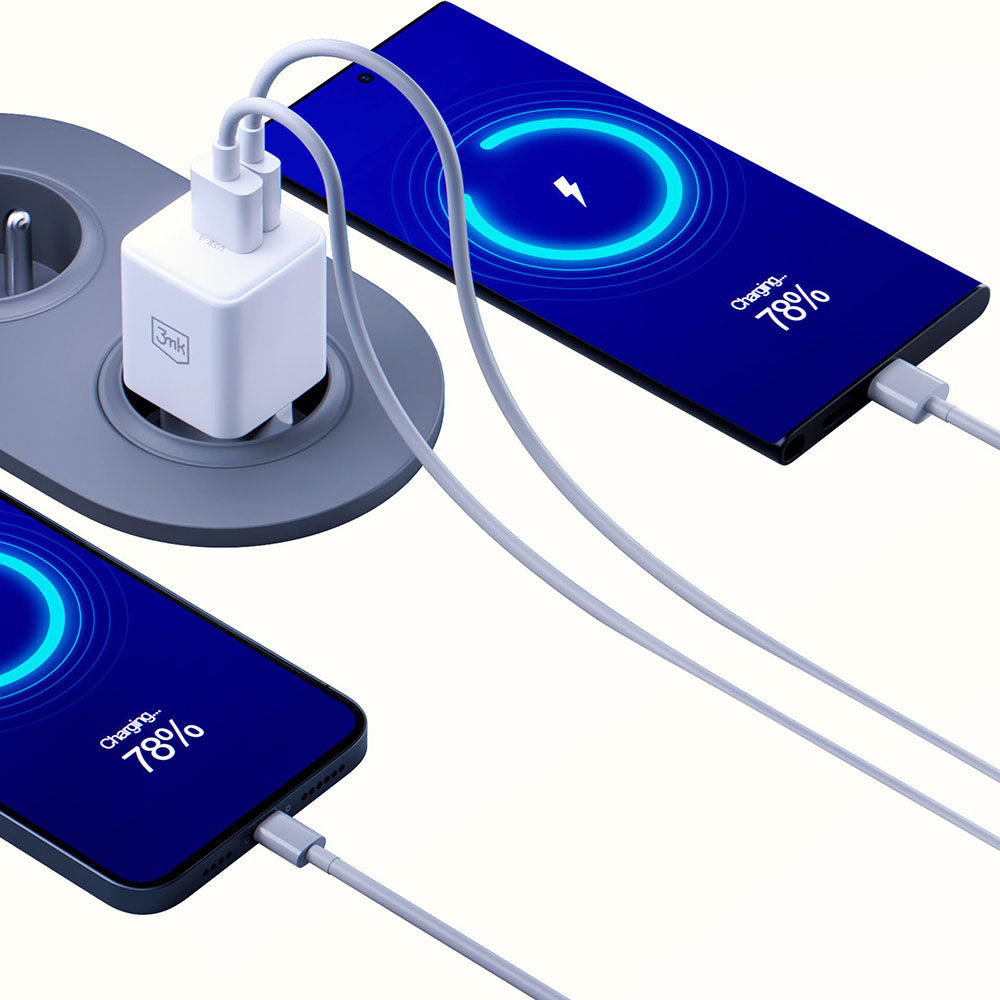 Netzladegerät 3MK Hyper, 20W, 3A, 1 x USB-A - 1 x USB-C, Weiß