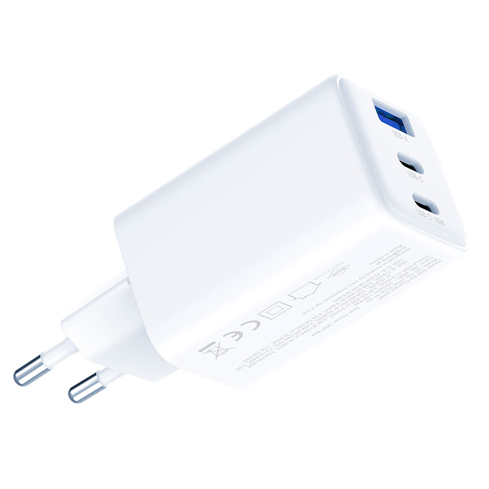 Netzladegerät 3MK Hyper, 65W, 3.25A, 1 x USB-A - 2 x USB-C, Weiß