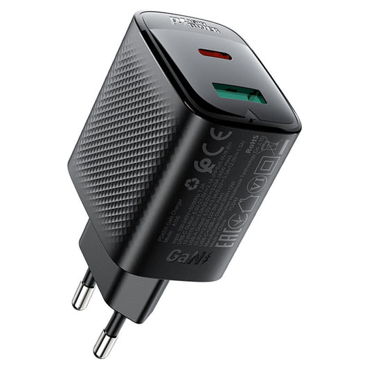 Netzladegerät Acefast A106, 45W, 3A, 1 x USB-A - 1 x USB-C, Schwarz