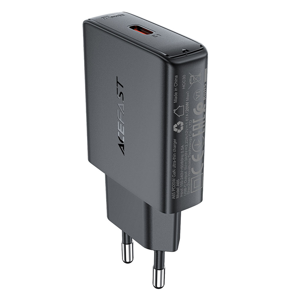 Netzladegerät Acefast A65, 20W, 3A, 1 x USB-C, Schwarz