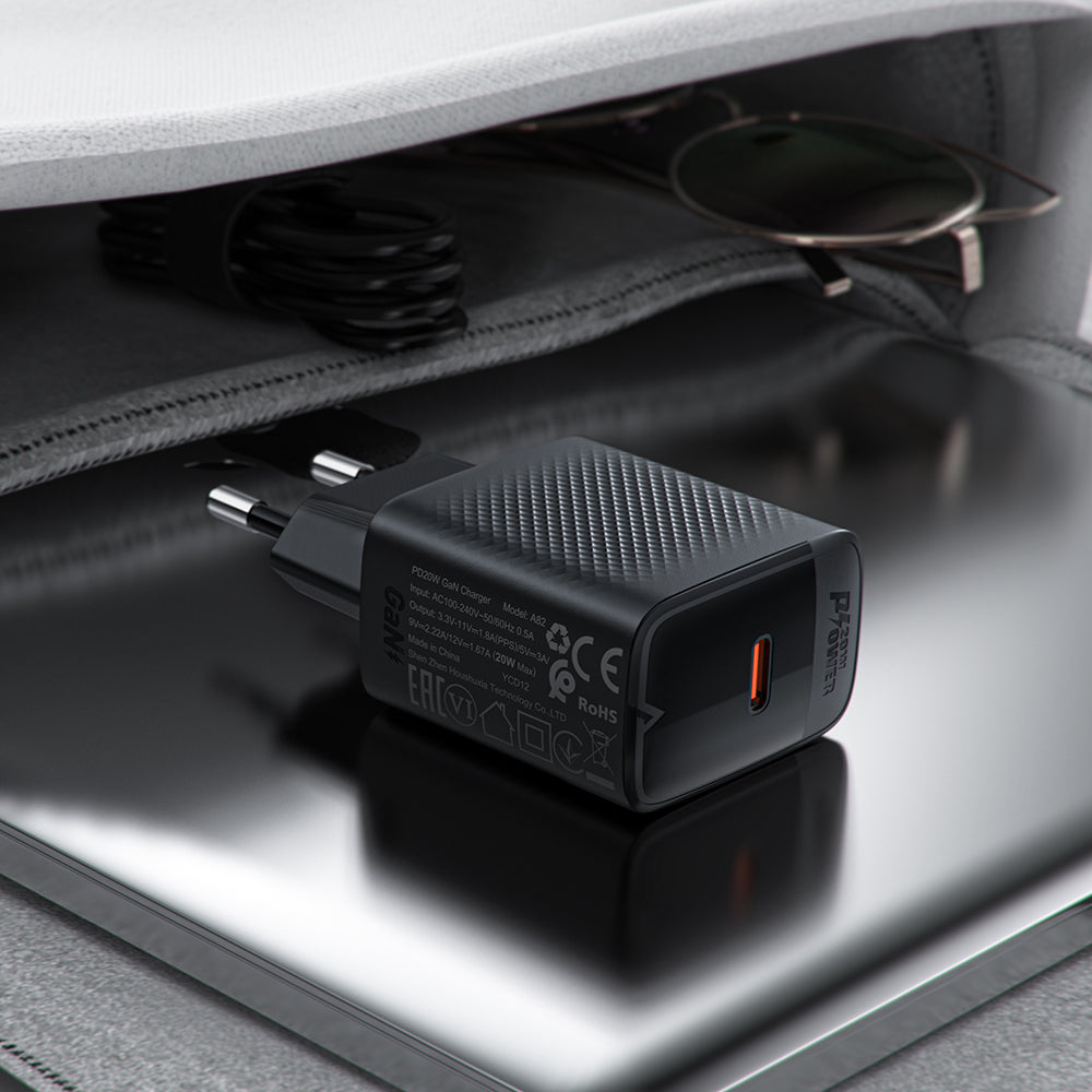 Netzladegerät Acefast A82, 20W, 3A, 1 x USB-C, Schwarz