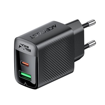 Netzladegerät Acefast A98, 30W, 3A, 1 x USB-A - 1 x USB-C, Schwarz
