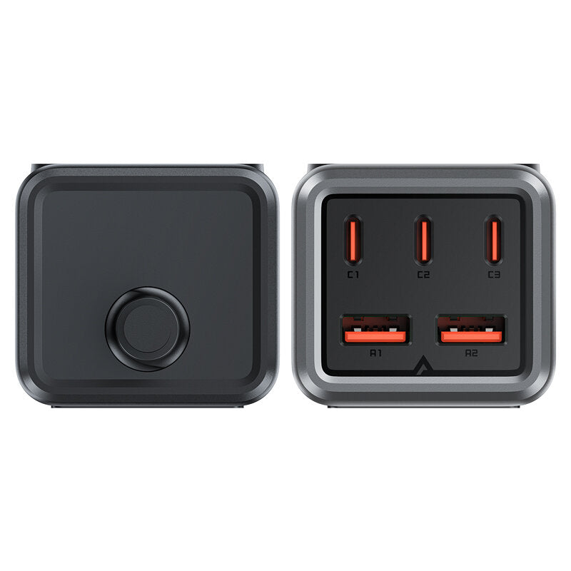 Acefast Z2 GaN-Netzwerkladegerät, 4000 W, 5 A, 1 x Schuko – 2 x USB-A – 3 x USB-C, Grau