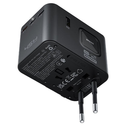 Acefast Z8 Travel Netzladegerät, 45W, 3A, 2 x USB-A - 3 x USB-C, Schwarz