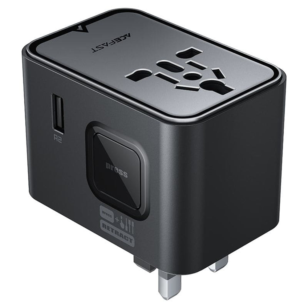 Acefast Z8 Travel Netzladegerät, 45W, 3A, 2 x USB-A - 3 x USB-C, Schwarz