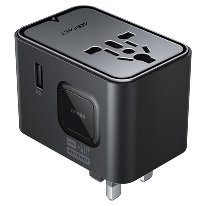 Acefast Z8 Travel Netzladegerät, 45W, 3A, 2 x USB-A - 3 x USB-C, Schwarz