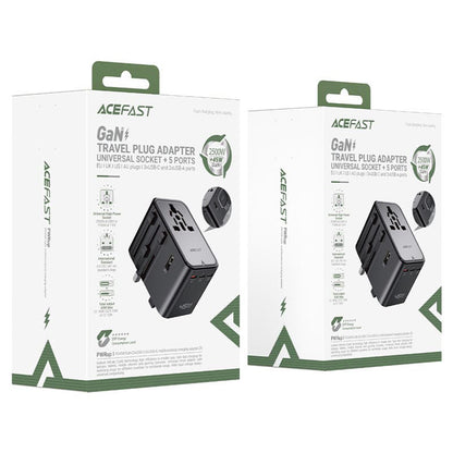 Acefast Z8 Travel Netzladegerät, 45W, 3A, 2 x USB-A - 3 x USB-C, Schwarz
