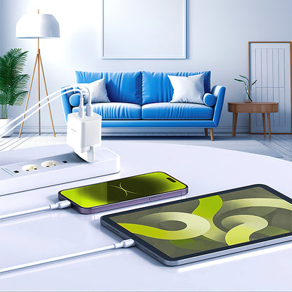 Allity Network Charger. ATC-01-45WCC Fast, 45W, 3A, 2 x USB-C, White