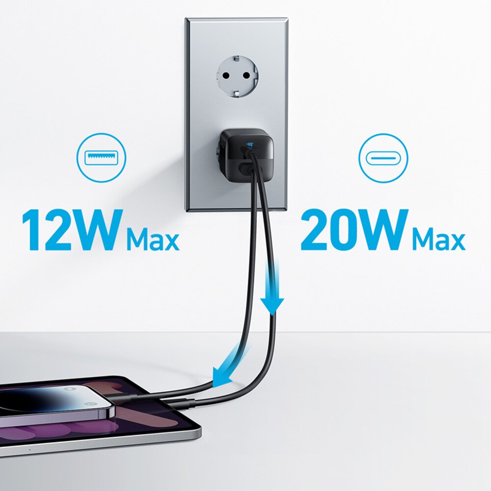 Anker 323 Netzwerkladegerät, 33 W, 3 A, 1 x USB-A – 1 x USB-C, Schwarz A2331G11