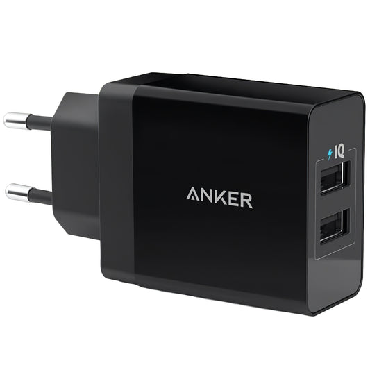 Anker PowerPort Netzwerk-Ladegerät, 24W, 2,4A, 2 x USB-A, Schwarz A2021L11 