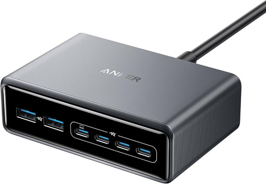 Anker Prime Netzwerkladegerät, 200 W, 3 A, 2 x USB-A – 4 x USB-C, Schwarz A2683341