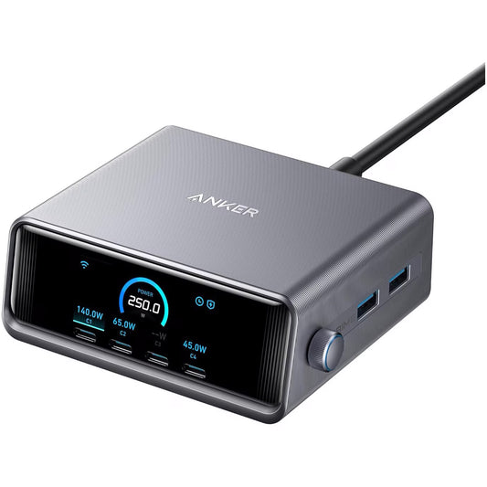 Anker Prime Netzwerkladegerät, 250 W, 2 x USB-A – 4 x USB-C, Schwarz A2345341