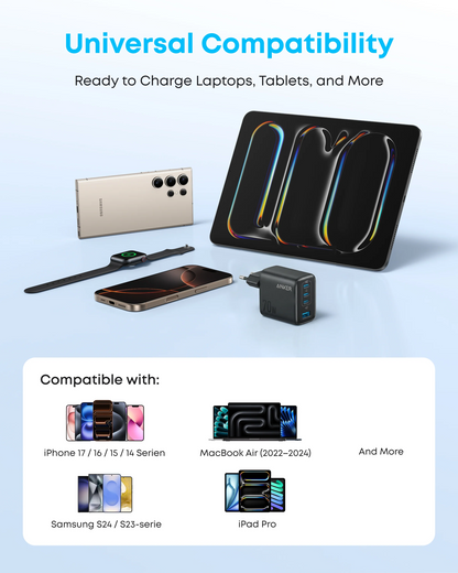 Anker Zolo Netzladegerät, 70W, 3.5A, 1 x USB-A - 3 x USB-C, Schwarz A121CG11