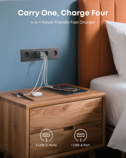 Anker Zolo Netzladegerät, 70W, 3.5A, 1 x USB-A - 3 x USB-C, Schwarz A121CG11
