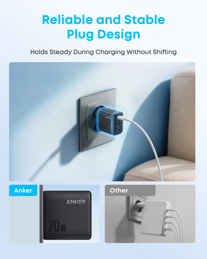 Anker Zolo Netzladegerät, 70W, 3.5A, 1 x USB-A - 3 x USB-C, Schwarz A121CG11