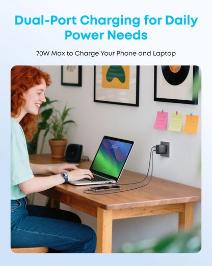 Anker Zolo Netzladegerät, 70W, 3.5A, 1 x USB-A - 3 x USB-C, Schwarz A121CG11