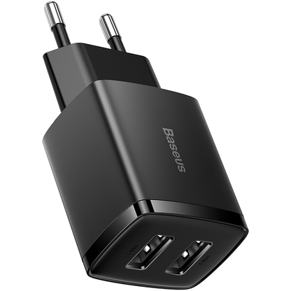 Baseus Compact Network Charger, 10,5 W, 2,1 A, 2 x USB-A, Schwarz CCXJ010201