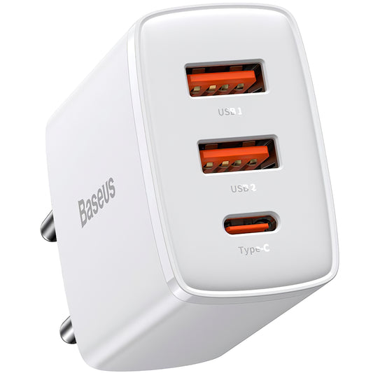 Netzwerk-Ladegerät Baseus Compact, 30W, 1 x USB-C - 2 x USB-A, Weiß CCXJ-E02 