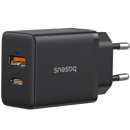 Baseus Cube Netzwerkladegerät, 30 W, 2,4 A, 1 x USB-A – 1 x USB-C, Schwarz P10111404113-00