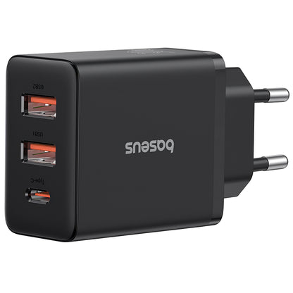 Baseus Cube Netzwerkladegerät, 30 W, 3 A, 1 x USB-C – 2 x USB-A, Schwarz P10111402113-00