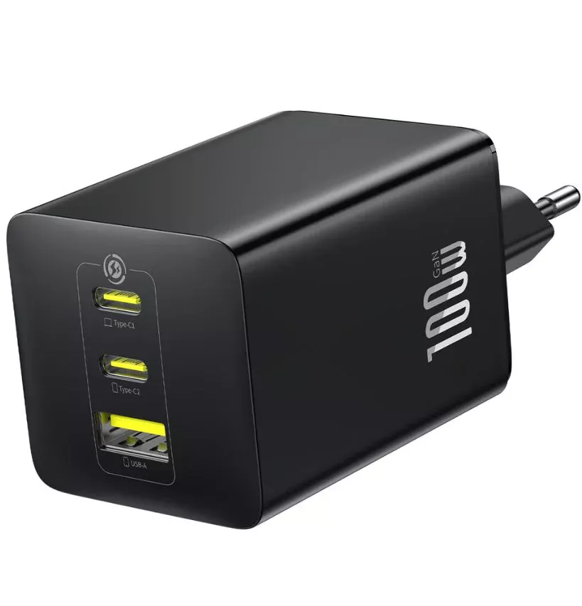 Netzladegerät Baseus EnerFill FE11, 100W, 5A, 1 x USB-A - 2 x USB-C, Grau P10182102123