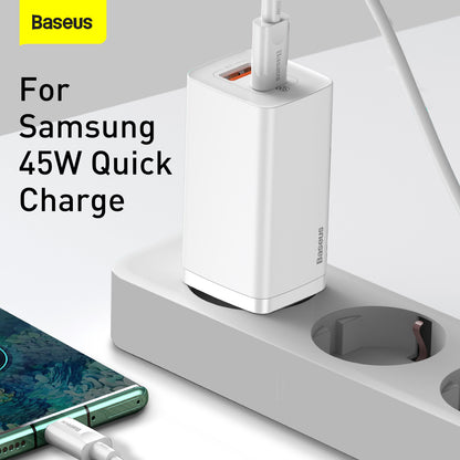 Baseus GaN2 Lite Netzwerkladegerät, 65 W, 3 A, 1 x USB-A – 1 x USB-C, Weiß CCGAN2L-B02