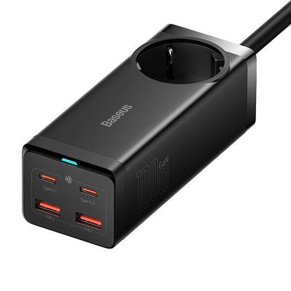 Baseus GaN3 Pro PowerStrip Netzwerkladegerät, 100 W, 5 A, 1 x Schuko – 2 x USB-A – 2 x USB-C, Schwarz PSZM000401