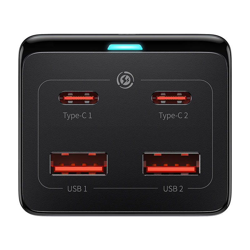 Baseus GaN3 Pro PowerStrip Netzwerkladegerät, 100 W, 5 A, 1 x Schuko – 2 x USB-A – 2 x USB-C, Schwarz PSZM000401