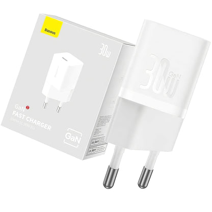 Network Charger Baseus GaN Mini GaN Mini 1C, 30W, 3A, 1 x USB-C, White CCGN070502
