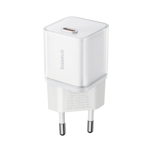 Baseus GaN5S Network Charger, 30W, 3A, 1 x USB-C, White P10162504213-00
