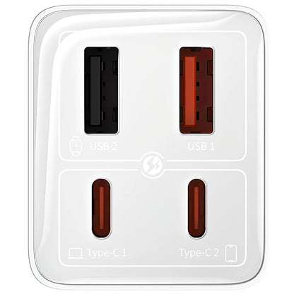 Baseus GaN6 Pro Netzwerkladegerät, 65 W, 3,25 A, 2 x USB-A – 2 x USB-C, Weiß