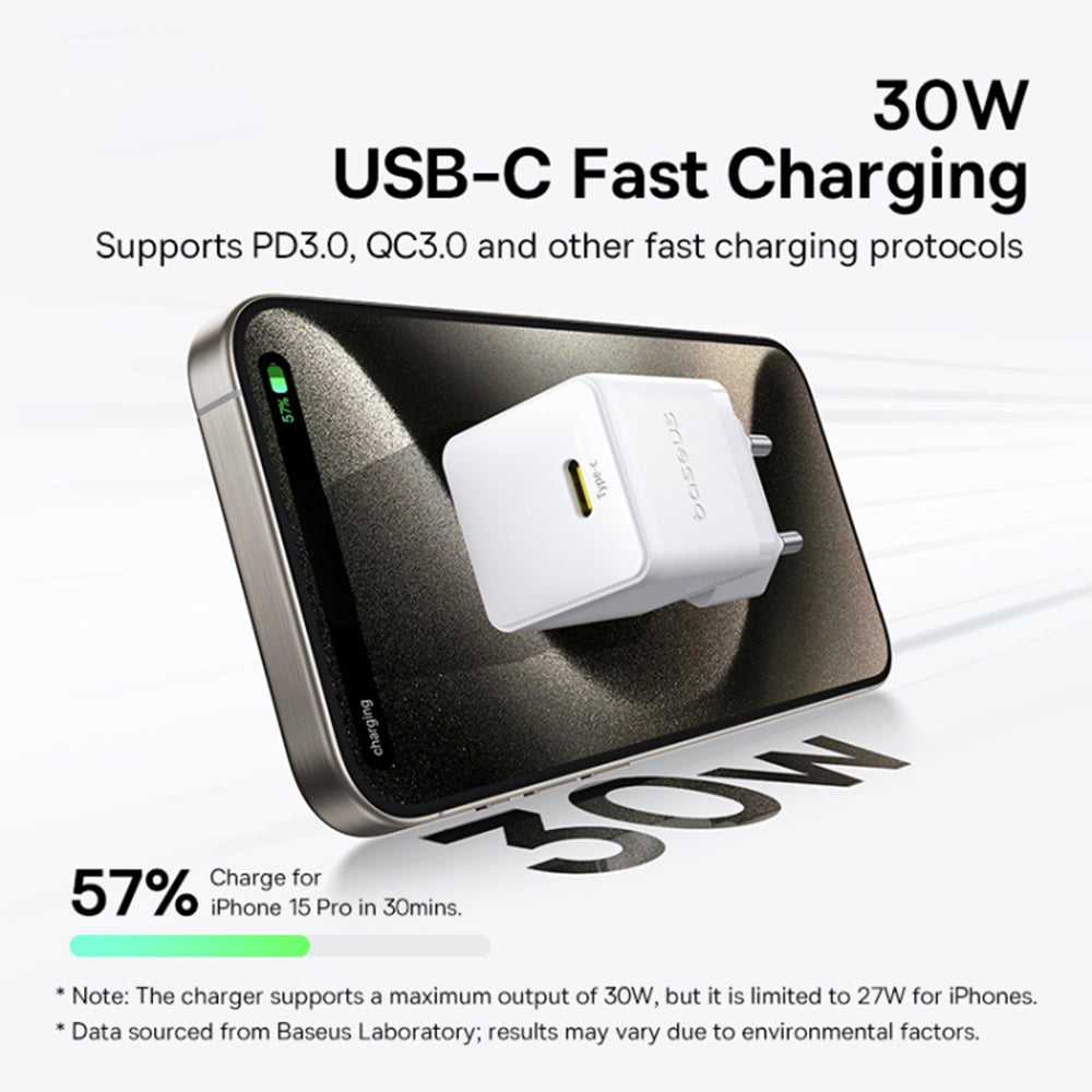 Baseus Palm Netzladegerät, 30W, 3A, 1 x USB-C, Weiß P10111605213-00