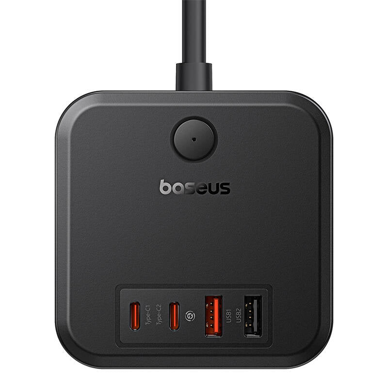 Baseus PowerCombo Cube Netzwerkladegerät, 4000 W, 3 A, 3 x Schuko – 2 x USB-A – 2 x USB-C, Schwarz E00066400117-00