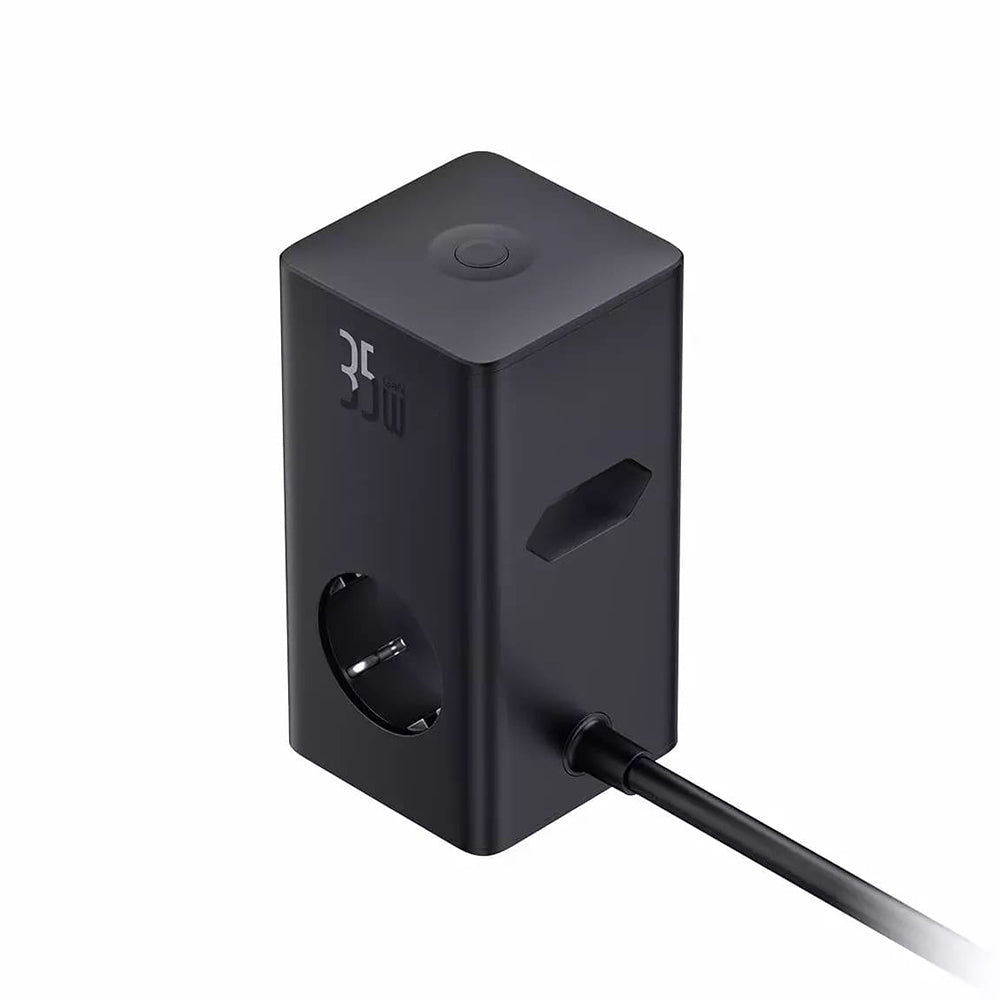 Baseus PowerCombo Netzwerkladegerät, 35 W, 5 A, 2 x USB-A – 2 x USB-C – 3 x Schuko, Schwarz E00023606113-00