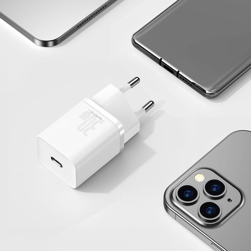 Baseus Super Si 1C Netzwerkladegerät, 30 W, 3 A, 1 x USB-C, Weiß CCSUP-J02