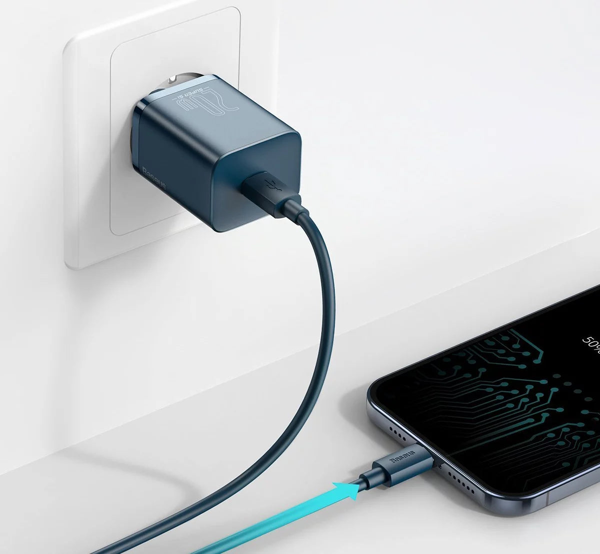 Baseus Super Si Netzwerkladegerät, 20 W, 3 A, 1 x USB-C, Blau CCSUP-B03 