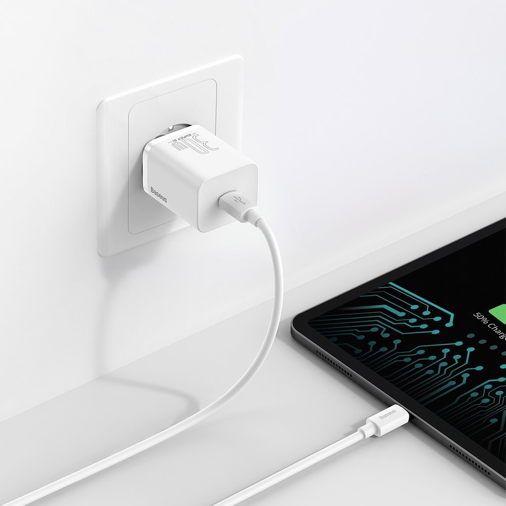 Baseus Super Si 1C Netzwerkladegerät, 30 W, 3 A, 1 x USB-C, Weiß CCSUP-J02