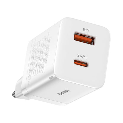 Baseus Super Si Pro Netzwerkladegerät, 30 W, 3 A, 1 x USB-A – 1 x USB-C, Weiß CCSUPP-E02