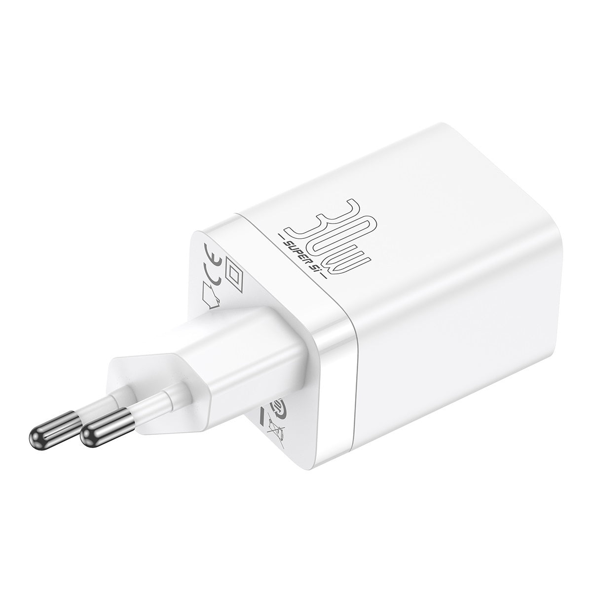 Baseus Super Si Pro Netzwerkladegerät, 30 W, 3 A, 1 x USB-A – 1 x USB-C, Weiß CCSUPP-E02