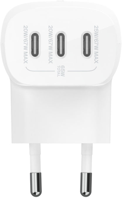 Belkin BoostCharge Netzladegerät, 67W, 3A, 3 x USB-C, Weiß WCC002vfWH