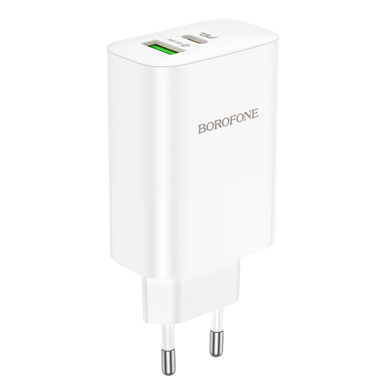 Borofone BN10 Netzwerkladegerät, 65 W, 5 A, 1 x USB-A – 1 x USB-C, Weiß