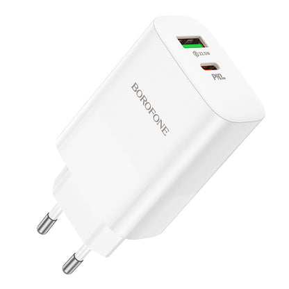 Borofone BN10 Netzwerkladegerät, 65 W, 5 A, 1 x USB-A – 1 x USB-C, Weiß