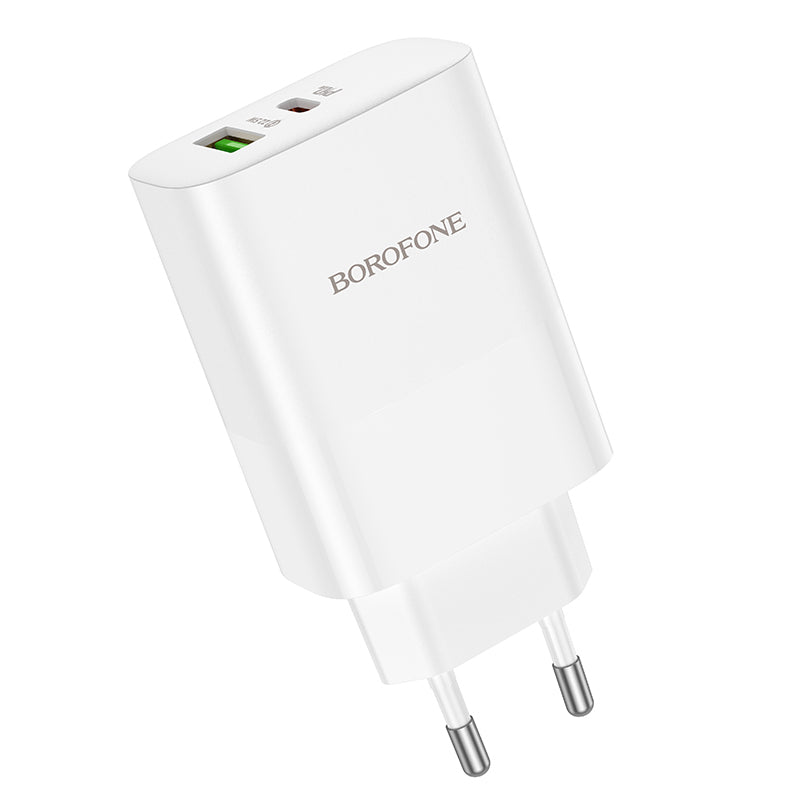 Borofone BN10 Netzwerkladegerät, 65 W, 5 A, 1 x USB-A – 1 x USB-C, Weiß